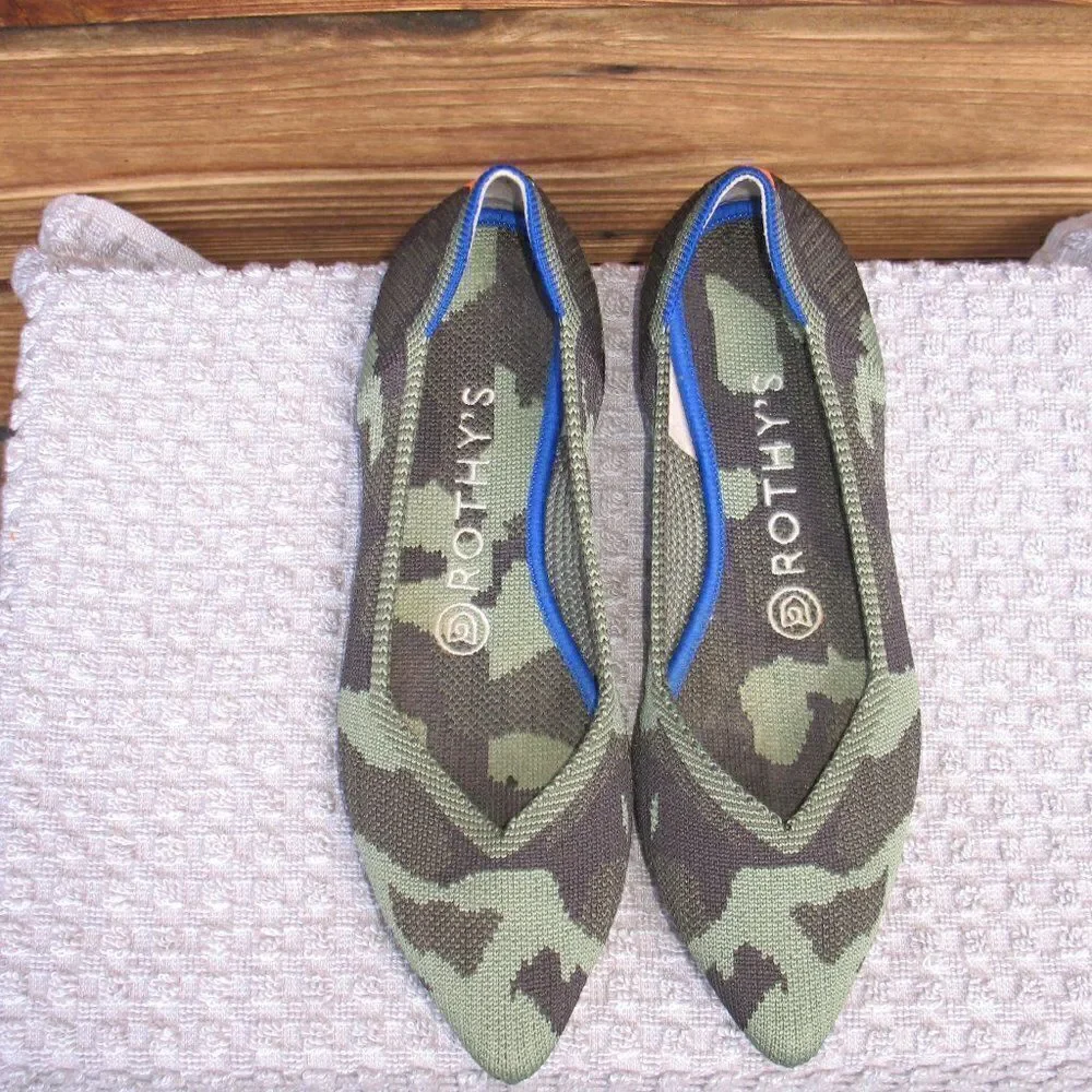 Rothy's The Point Olive Limited Edition Camo Flats Loafers